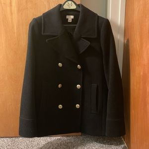 J. Crew Factory Pea coat Black sz8 brass buttons